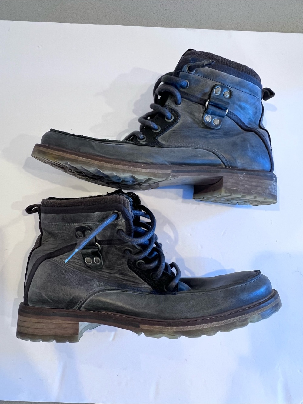 Steve Madden New Guy Gray Lace-Up Leather Upper Boots Men 7 / Women 9 EUR 40